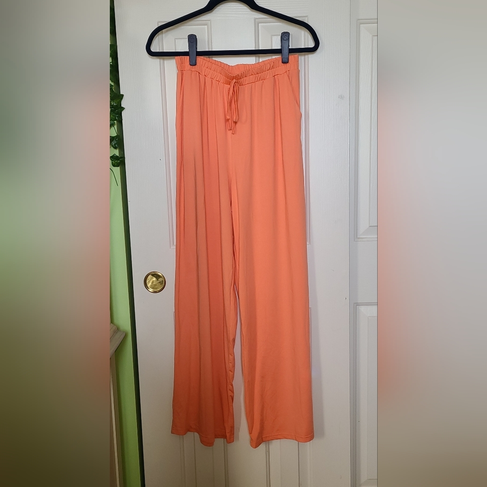 Coral Pink Cozy Bellbottom Pants